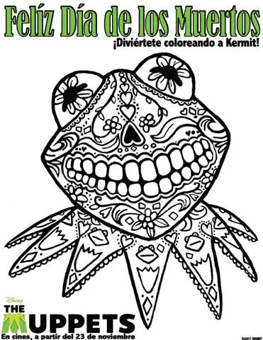 The muppets kermit the frog el dia de los muertos the day of the dead free coloring sheet