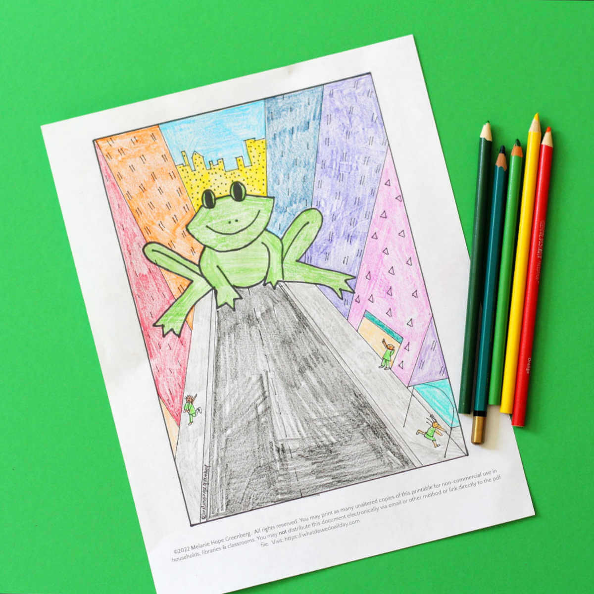 Amusing free frog coloring page