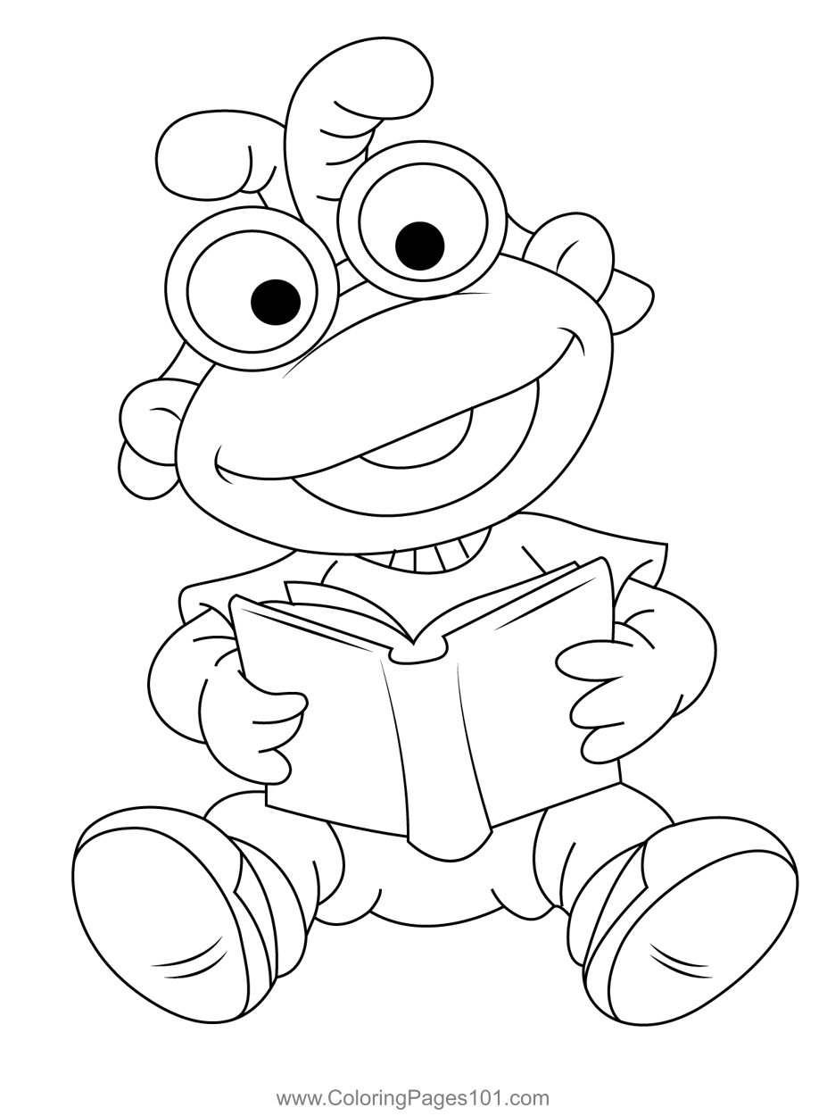 Kermit baby study coloring page for kids