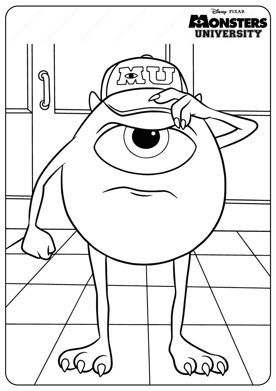 Printable monsters university mike coloring pages