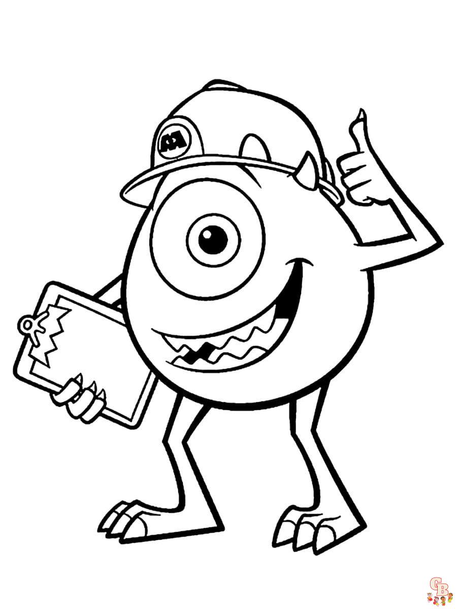 Printable mike wazowski coloring pages free for kids and adults