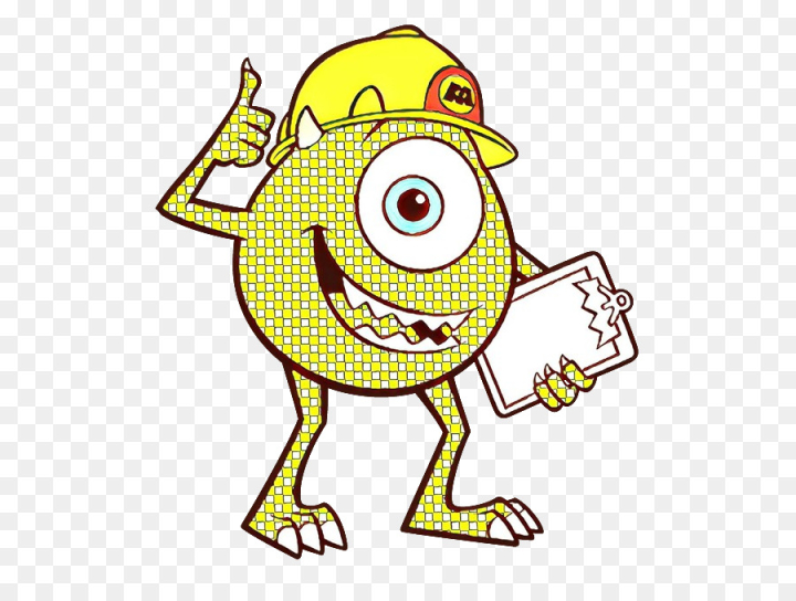 Free mike wazowski monsters inc mike sulley to the rescue monsters inc yellow line art png