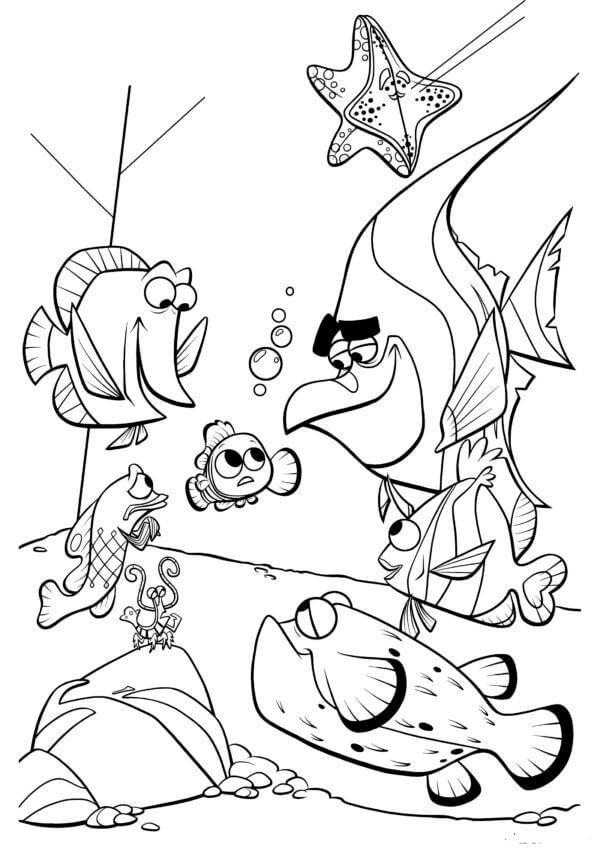 Nemo has finally been found coloring page
