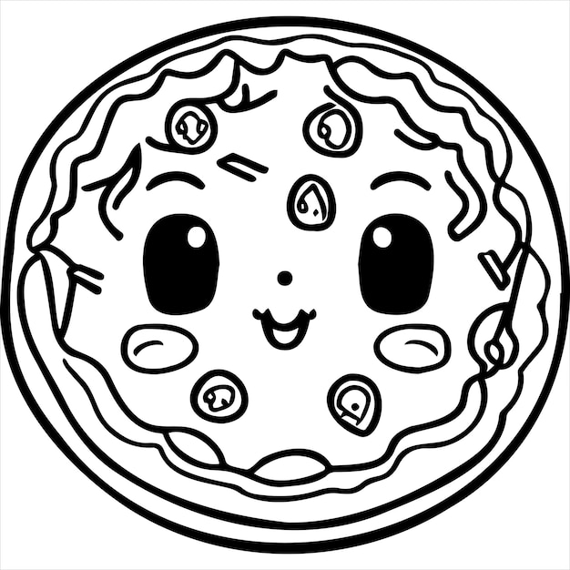 Premium vector kawaii pizza coloring page