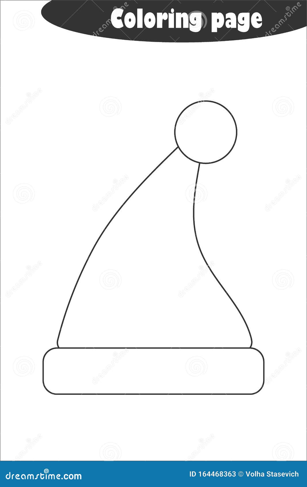 Xmas santa claus hat in cartoon style coloring page christmas education paper game for the development of children kids stock illustration