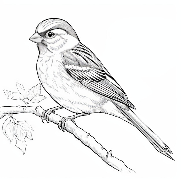Premium ai image realistic sparrow coloring page for winter fun