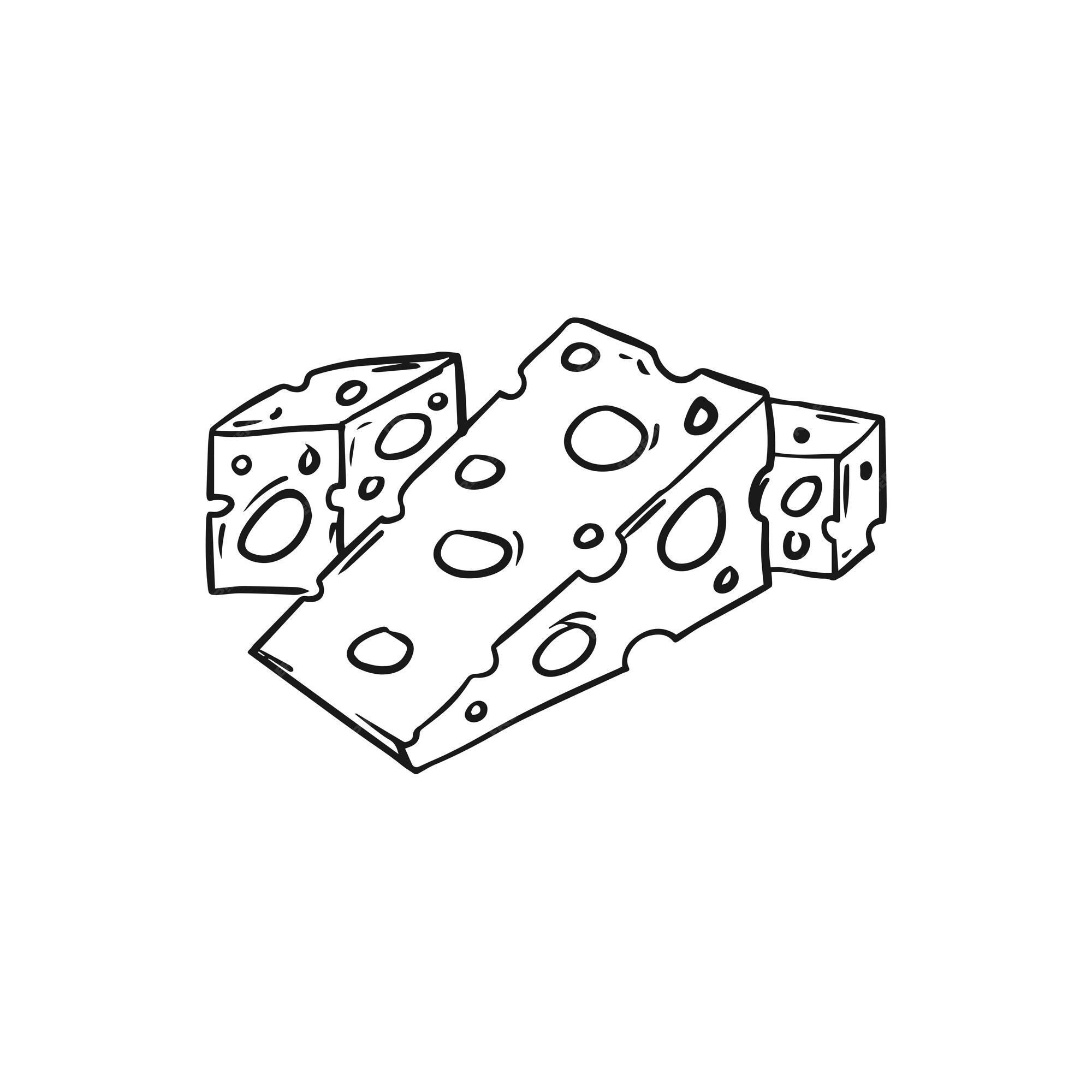 Premium vector hand drawn cheese kawaii coloring page illustration