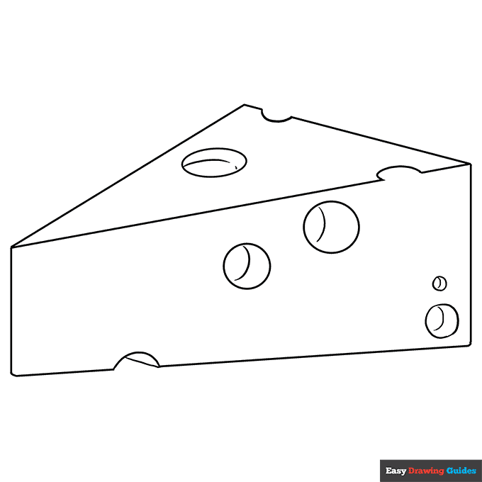 Cheese coloring page easy drawing guides