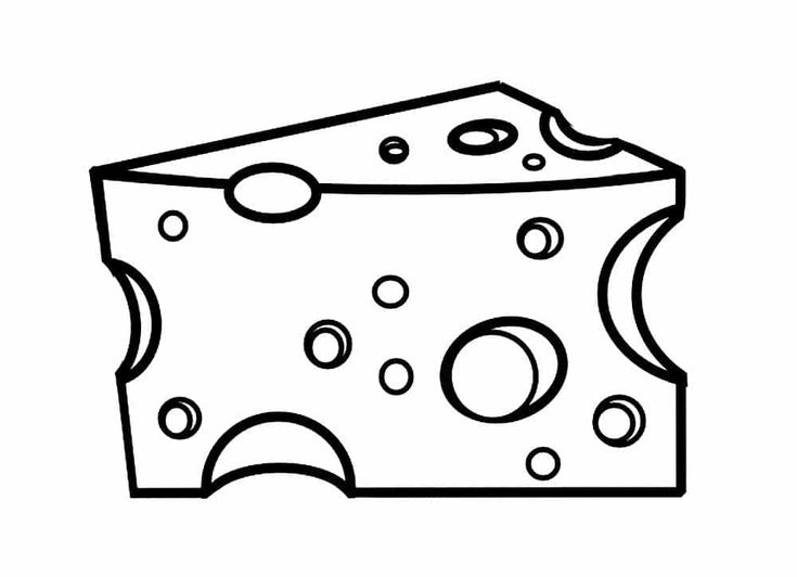 Coloring page with a drawing of a piece of cheese with holes coloring pages color drawings