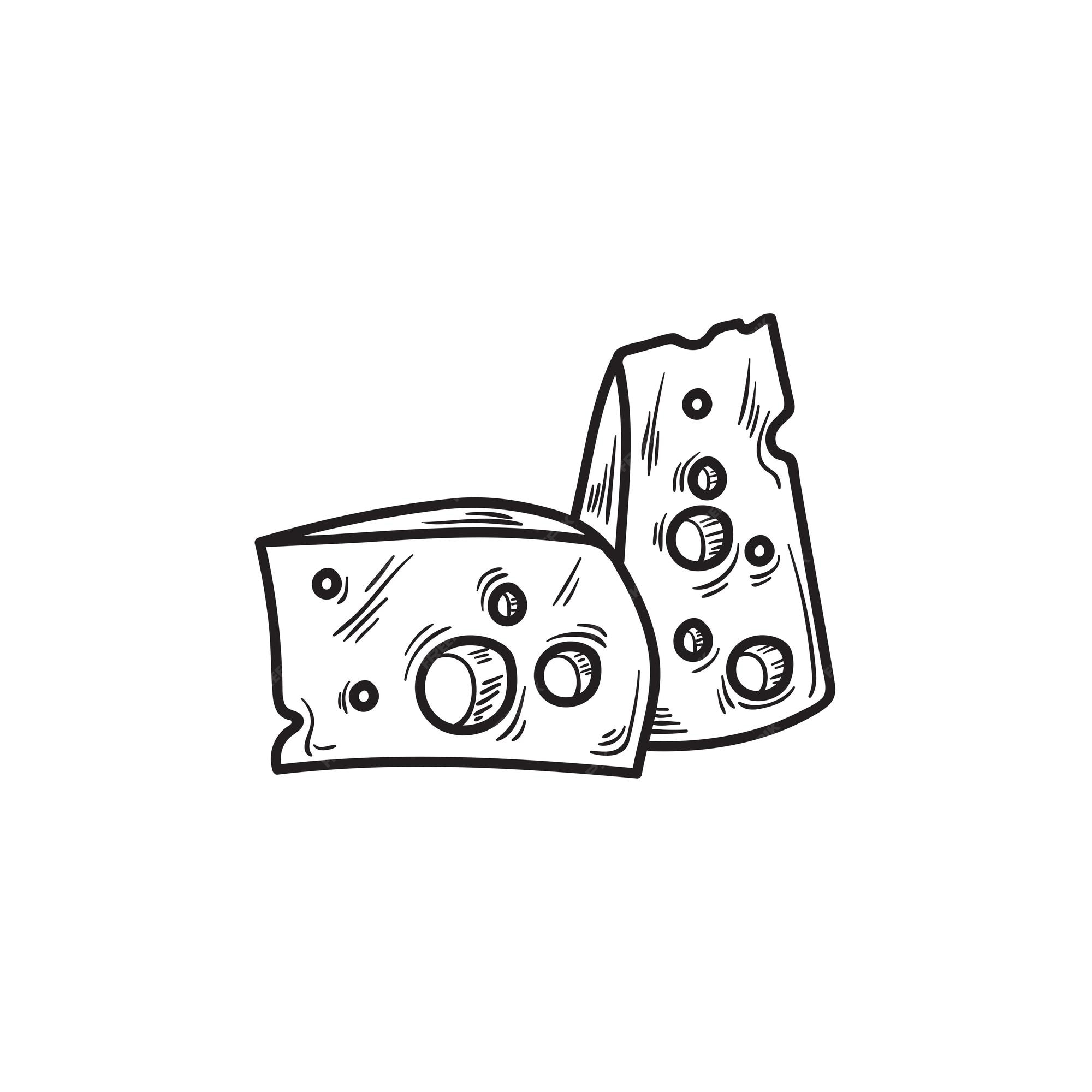 Premium vector hand drawn cheese kawaii coloring page illustration