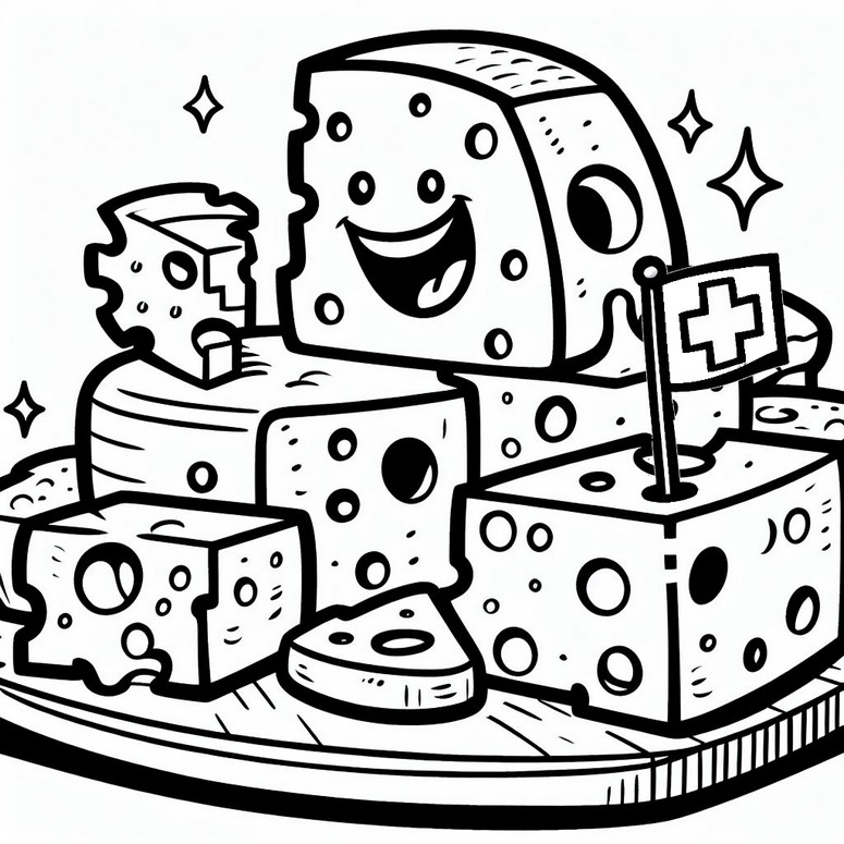 Coloring page switzerland swiss cheese