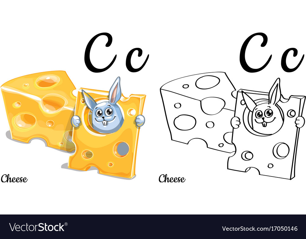 Cheese alphabet letter c coloring page royalty free vector