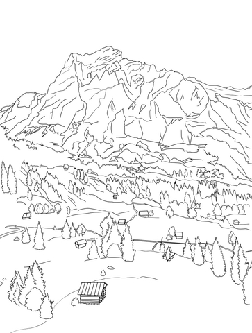 Swiss alps coloring page free printable coloring pages