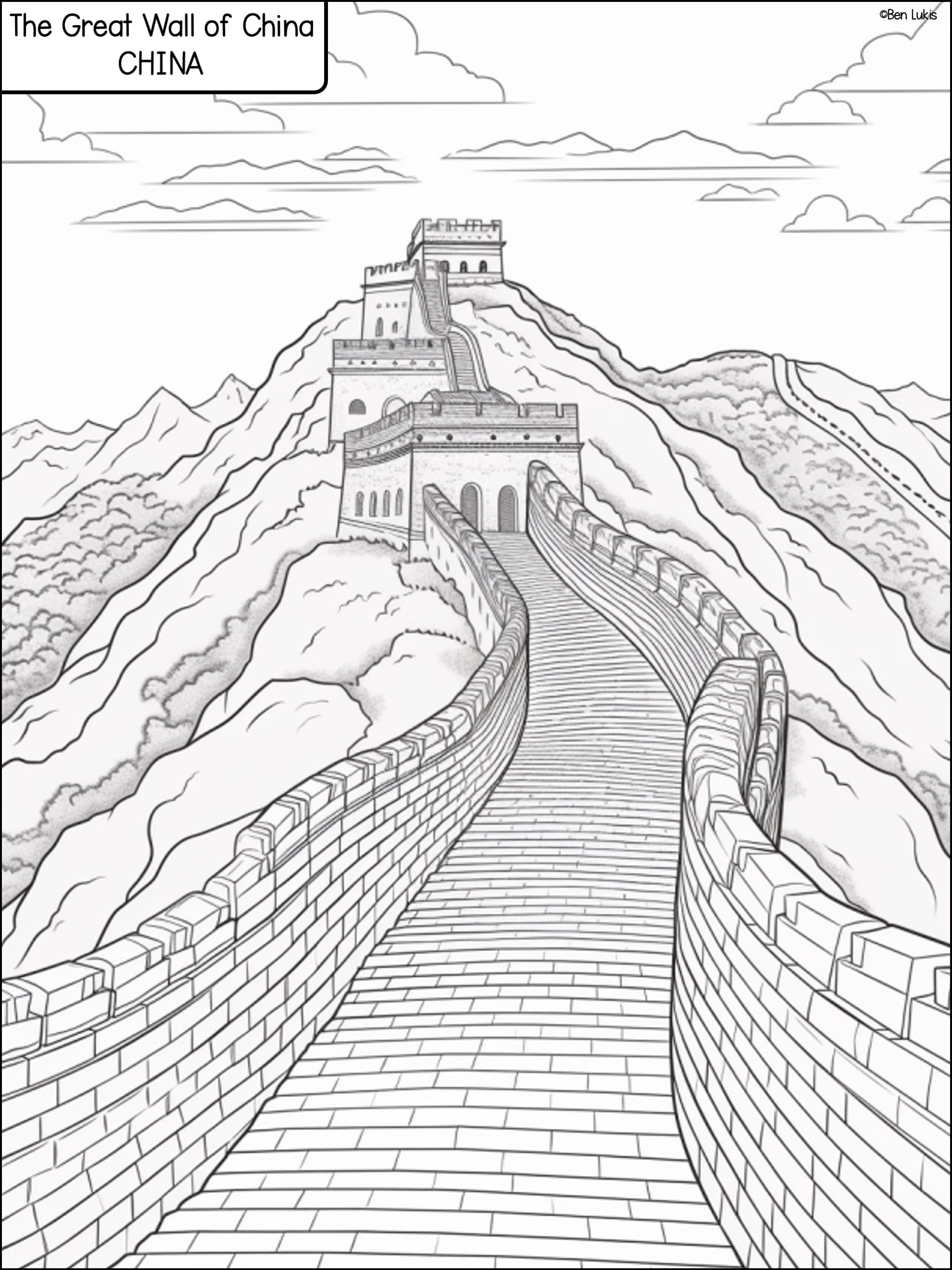 Landmarks of asia geography facts information coloring pages the great wall of china mount everest gobi desert burj khalifa and more