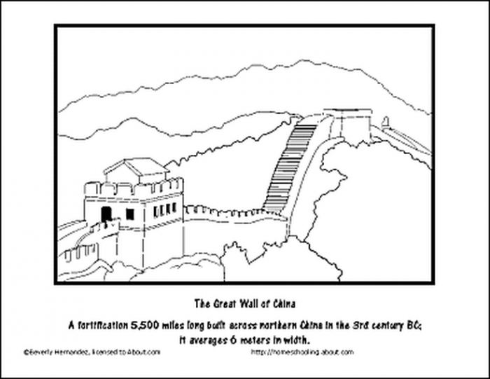 Great wall of china coloring page worksheets