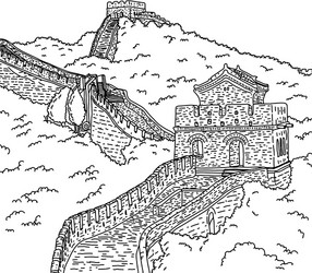 Great wall of china outline vector images over