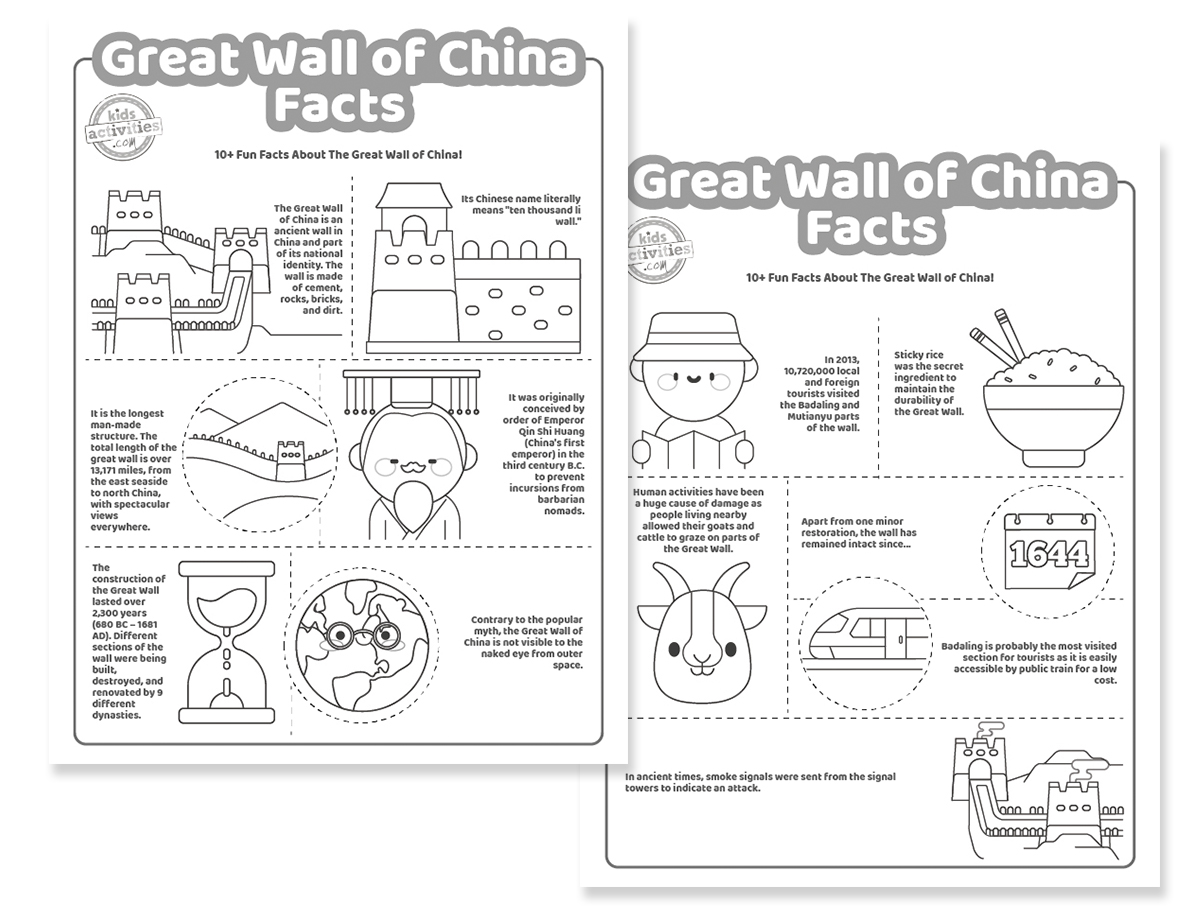 Facts about the great wall of china coloring pages kids activities blog