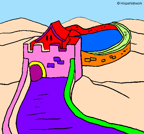 Colored page the great wall of china painted by cookie