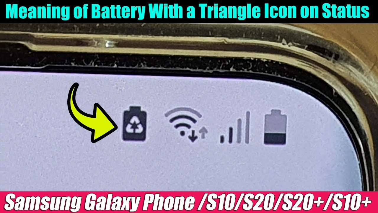 Meaning of battery with a triangle icon on status bar on galaxy sss android