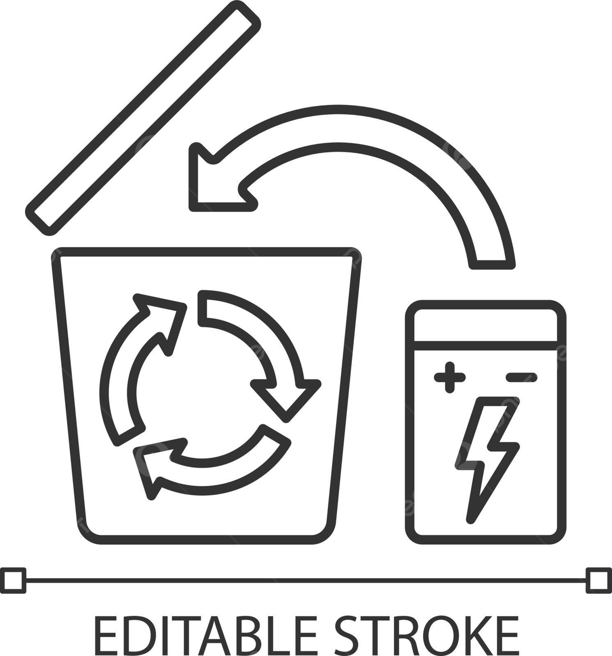 Battery recycling linear manual label icon mobile drawing replacement vector mobile drawing replacement png and vector with transparent background for free download