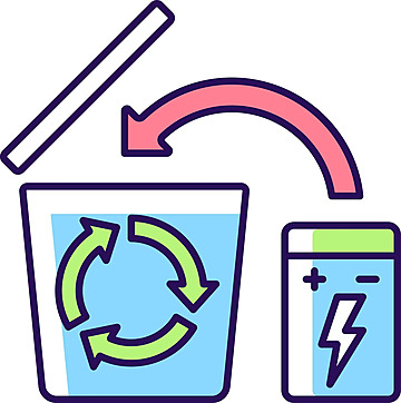 Battery recycling linear manual label icon mobile drawing replacement vector mobile drawing replacement png and vector with transparent background for free download