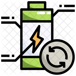 Recycle battery colored outline icons