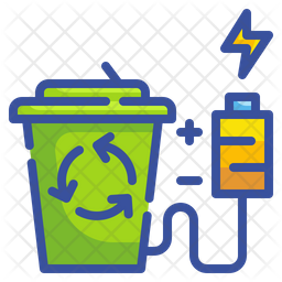 Recycle battery colored outline icons