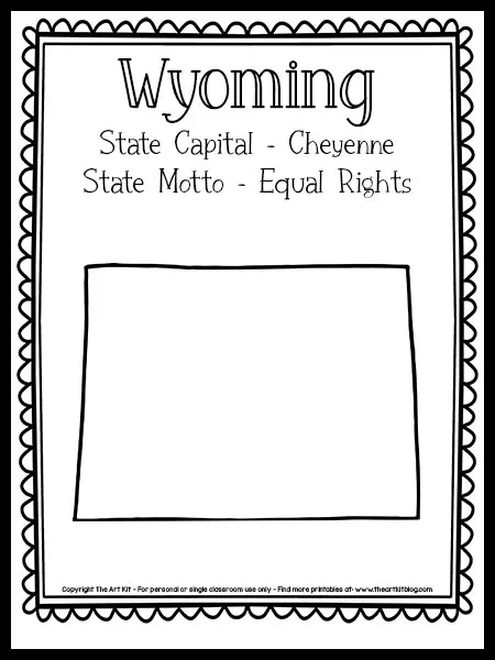 Wyoming state outline coloring page free printable â the art kit