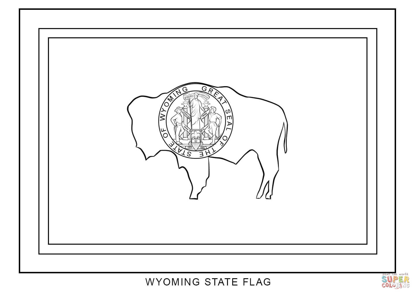 Wyoming state flag coloring page free printable coloring pages