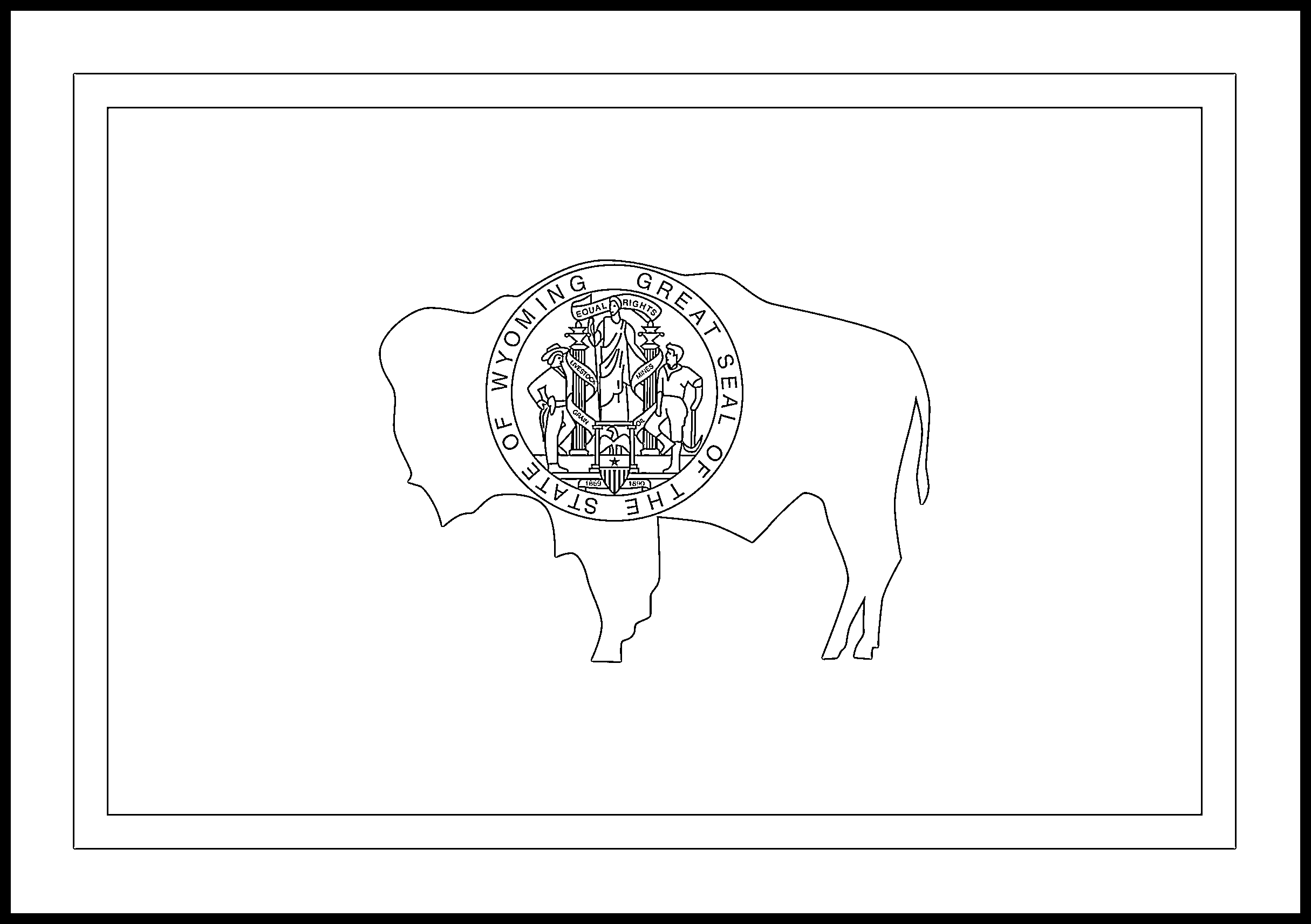 Wyoming flag coloring page â state flag drawing â flags web