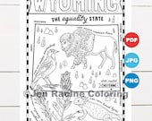 Wyoming coloring page united states state map wildlife state symbols flowers coloring pages