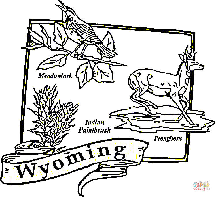 Wyoming map coloring page free printable coloring pages