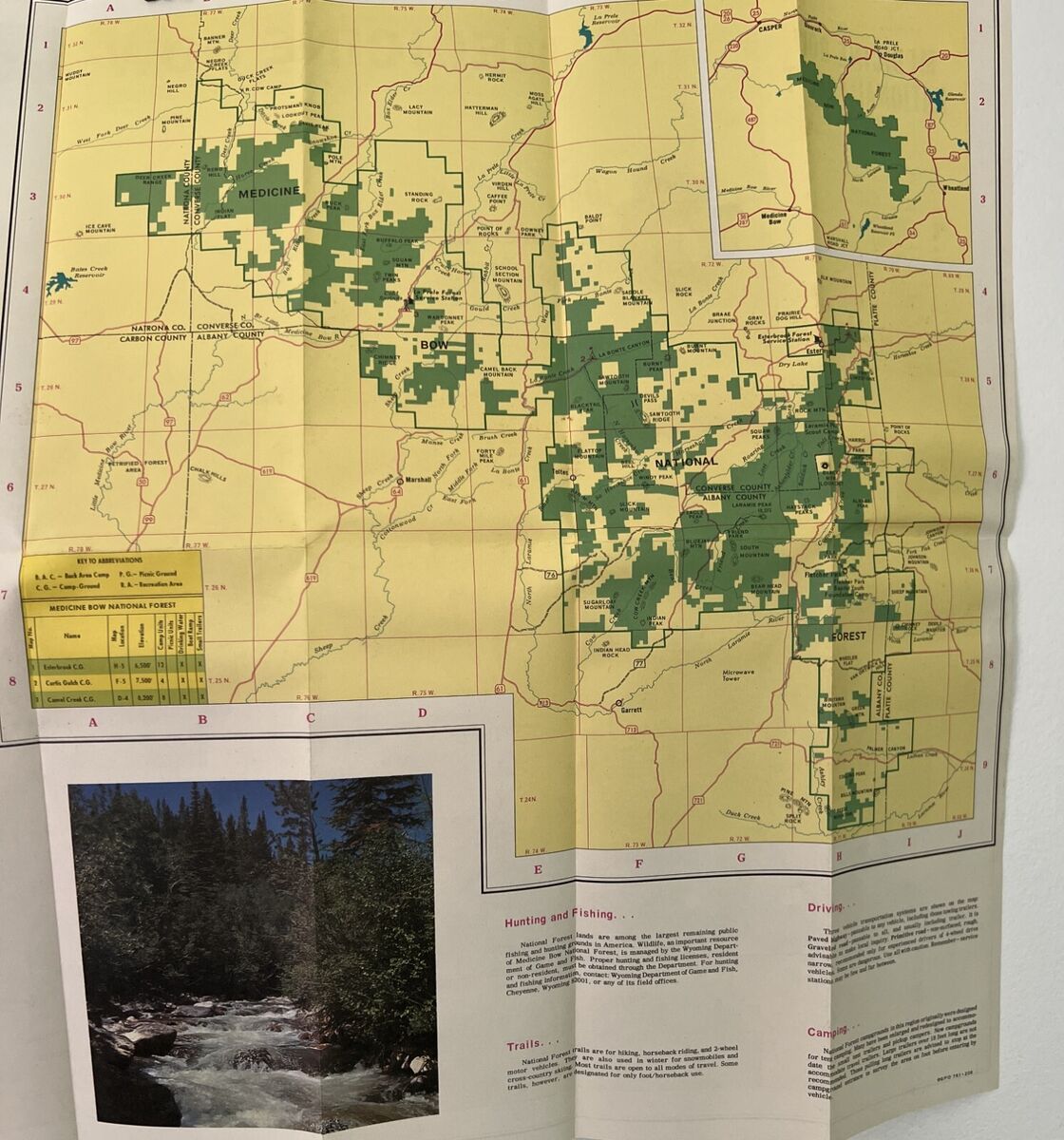 Vtg smokey the bear medicine bow national forest map wyoming color x