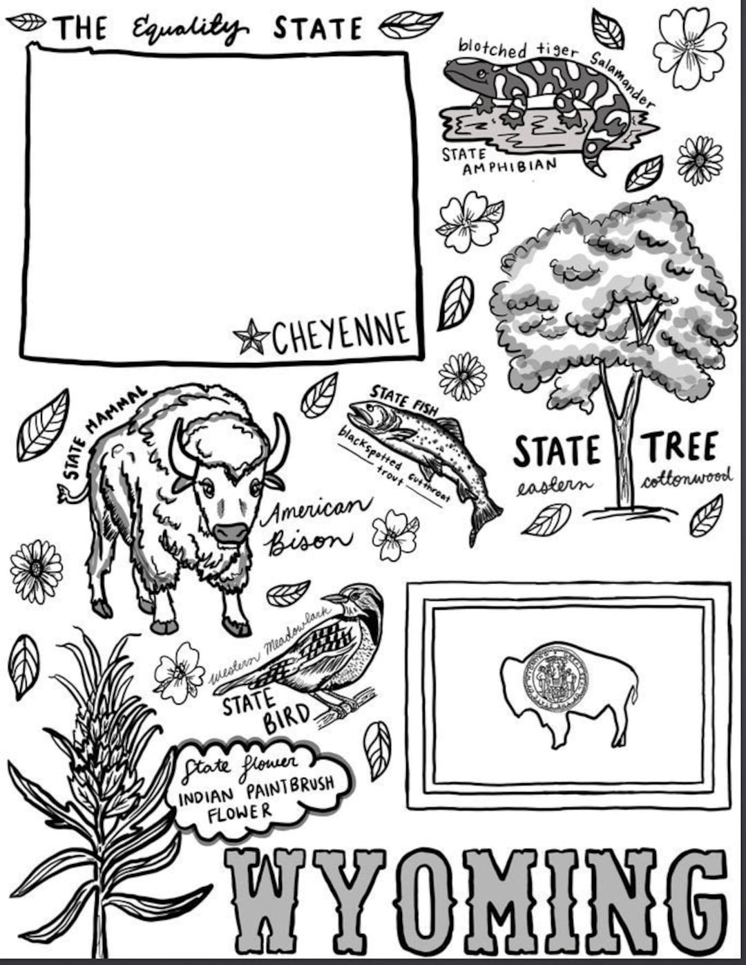 Wyoming coloring page download now