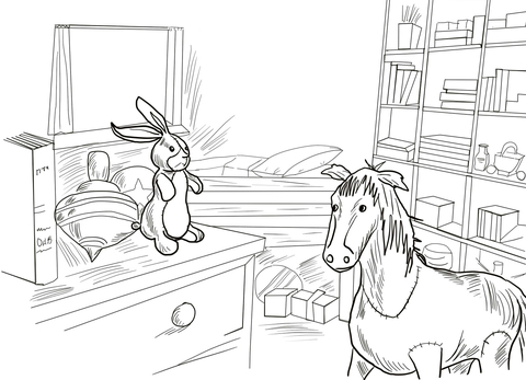 Velveteen rabbit and skin horse coloring page free printable coloring pages