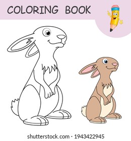 Coloring book fun character rabbit colorless stock vector royalty free