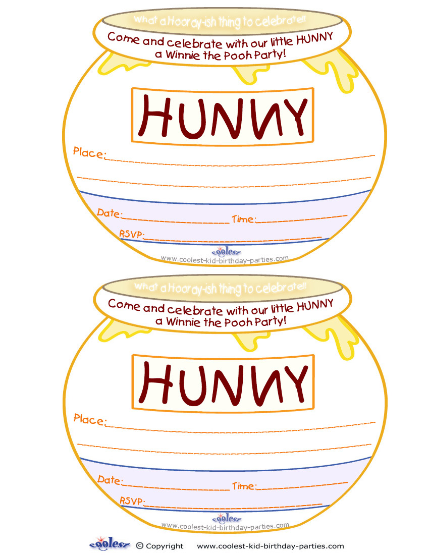 Printable hunny pot invitations