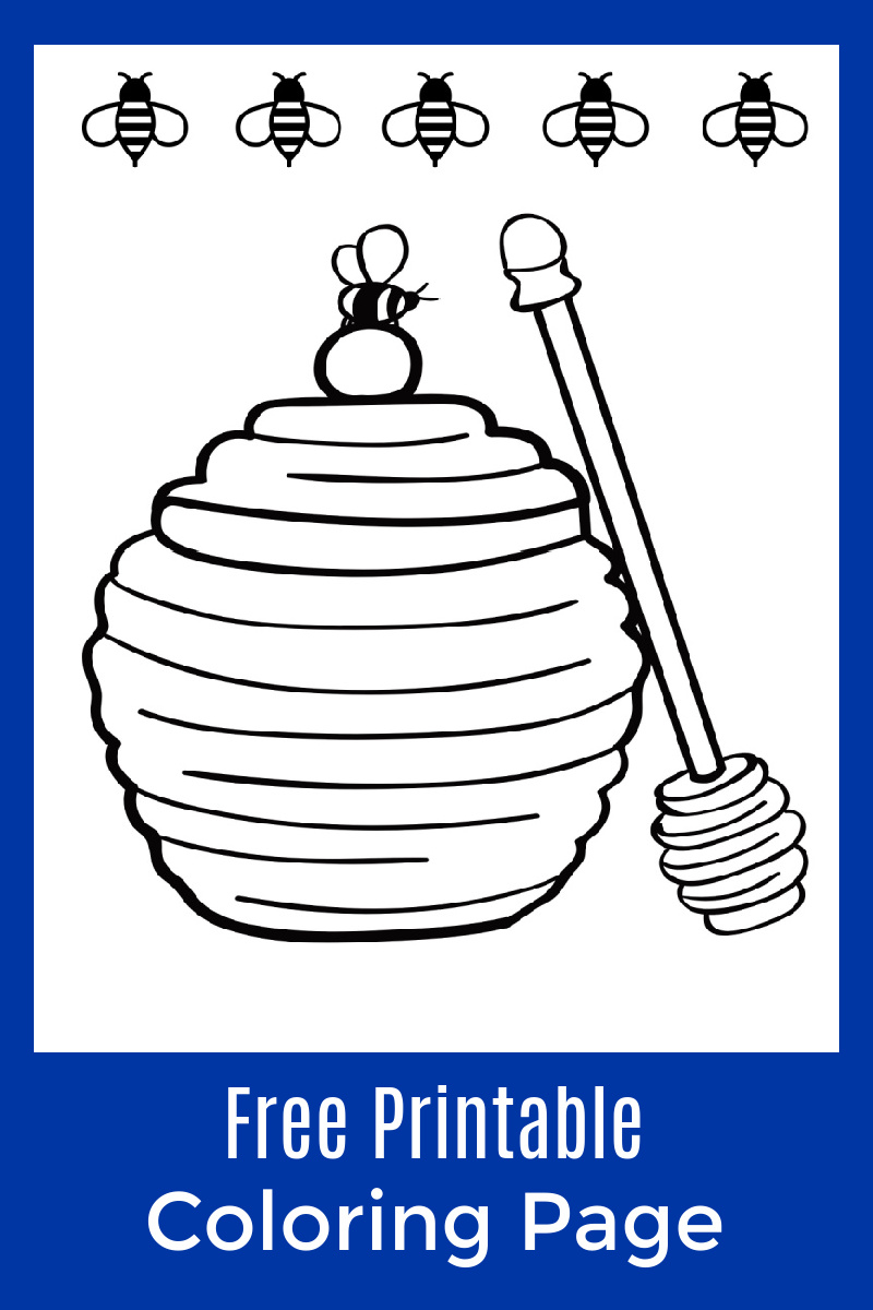 Bees and honey pot coloring page