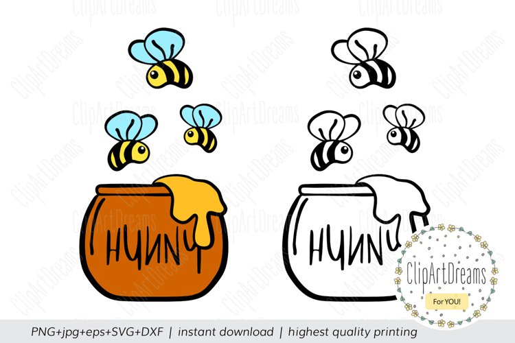 Honey pot winnie bee svg pooh hunny bee baby svg cut files