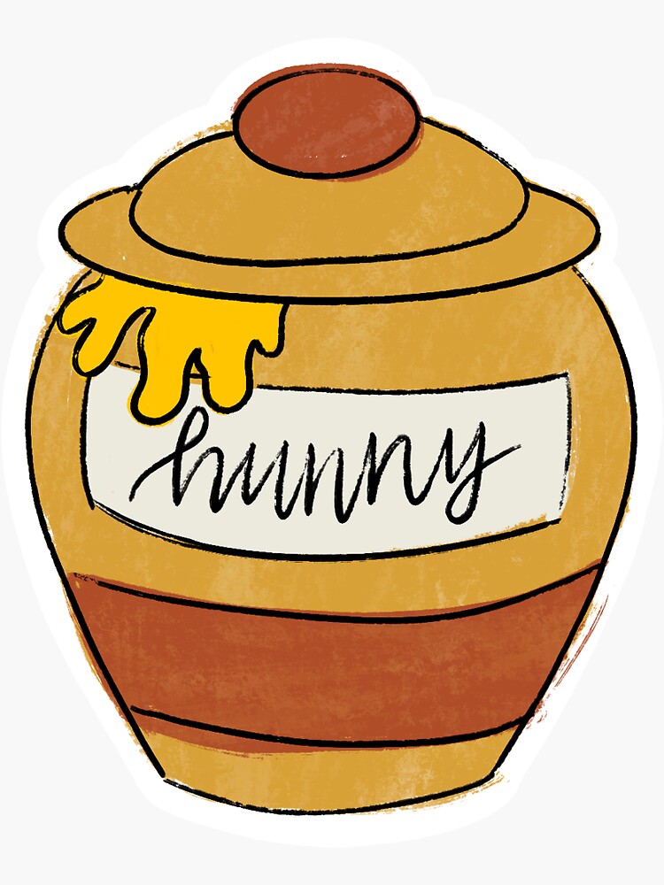 Hunny pot sticker for sale by apescreates