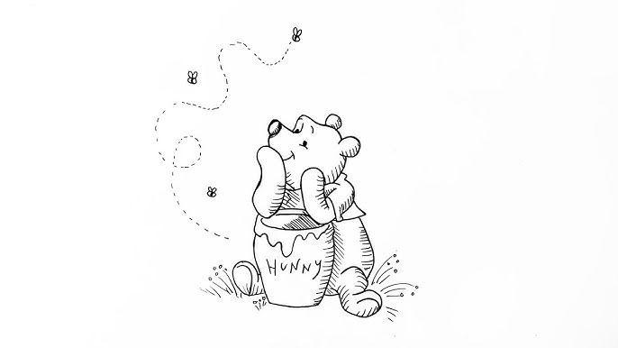 How to draw winnie the pooh with honey pot