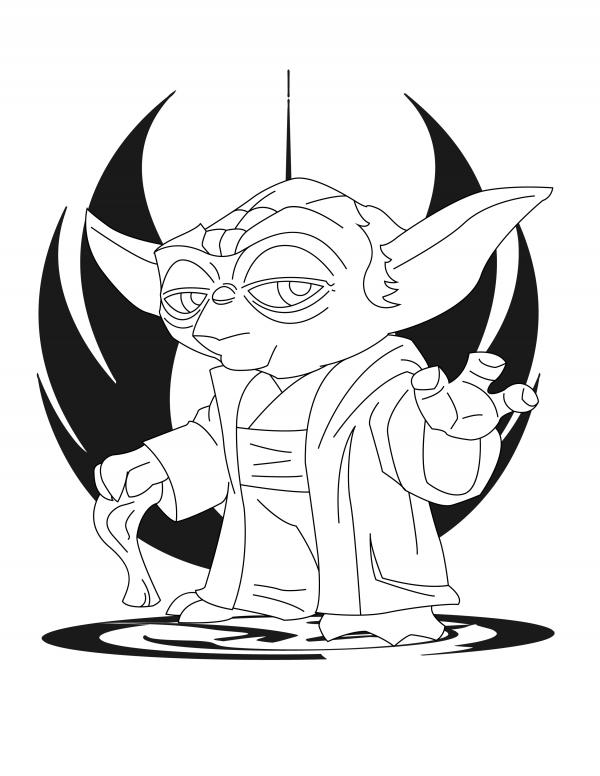 Yoda coloring page origami yoda