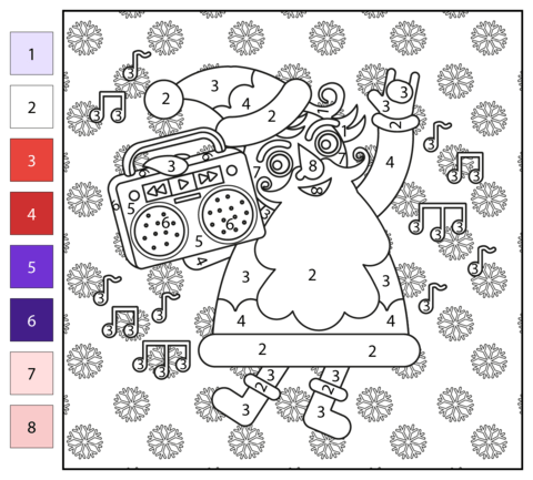 Christmas music color by number free printable coloring pages