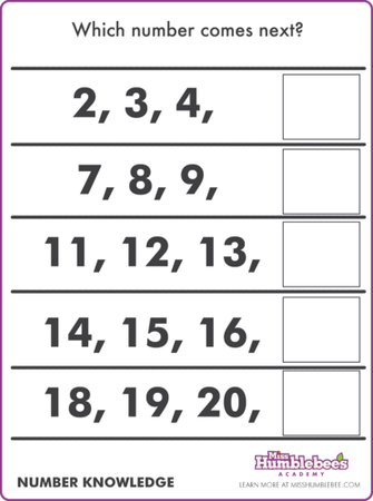 Printable which number es next
