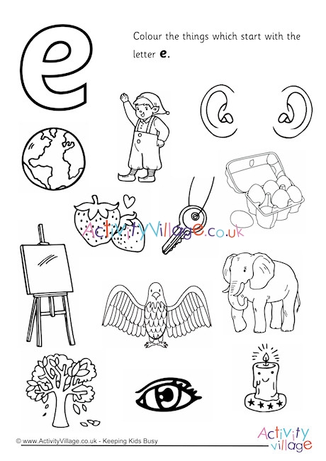 Start with the letter e louring page
