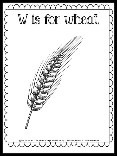 W is for wheat coloring page free printable download â the art kit
