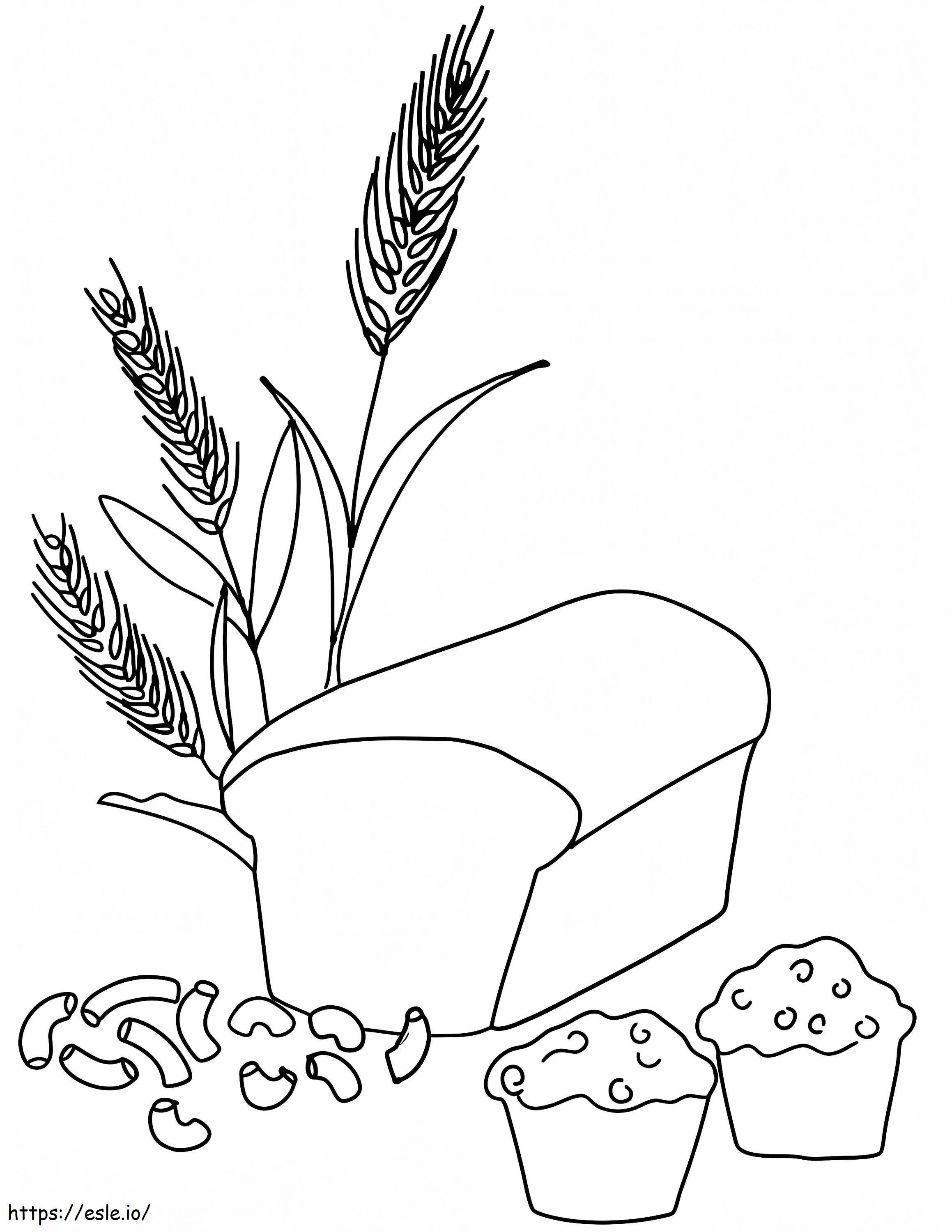 Wheat plant bread and pastry plant coloring page