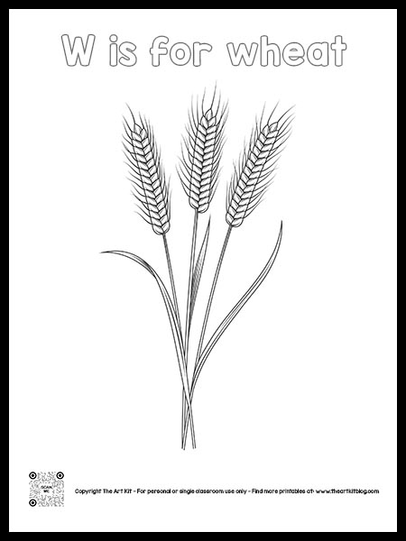 Letter w is for wheat coloring page free printable cursive font â the art kit