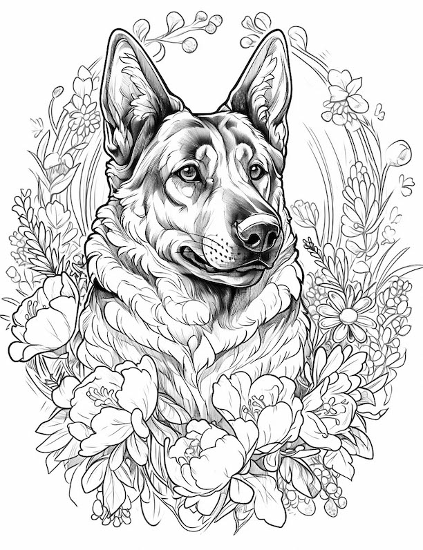Dog coloring pages for kids and adults