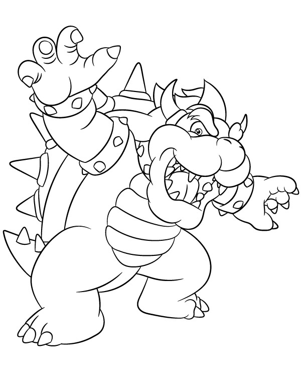 Printable coloring page of bowser